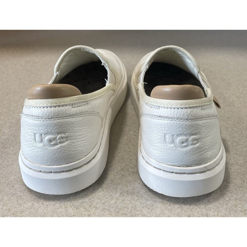 UGG Woman's Size 10 Alameda 1130779 White Cream Low Top Slip On Leather Sneaker - Picture 3 of 9